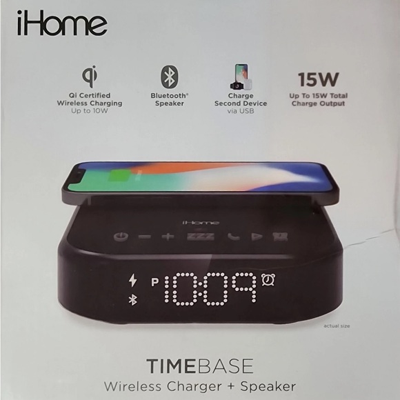iHome Black Wireless Charging Station with Speaker - Picture 1 of 2